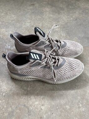 Adidas Men's Alphabounce EM Athletic Running Shoes Beige/Grey Size 11.5